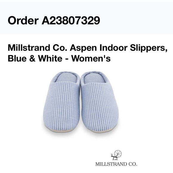 Millstrand Striped Blue & White Soft Slipper Warm Indoor Flat Slides Nonslip 7 - Picture 3 of 16